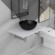 vidaXL Conjunto de móveis de casa banho 2 peças cerâmica branco