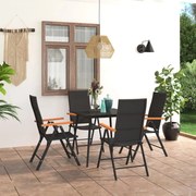 vidaXL 5 pcs conjunto de jantar para jardim preto e castanho