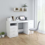 vidaXL Secretária 140x50x76 cm contraplacado branco brilhante
