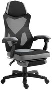 Vinsetto Cadeira de Escritório Poltrona Jogos Altura Ajustável Encosto Giratório Rodízios Repousa Pés 58x63x112-122 cm Cinza Preto | Aosom Portugal
