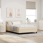 vidaXL Cama Box com colchão com cabeceira Creme 140 x 190 cm tecido