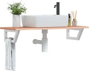 vidaXL Prateleira de parede p/ lavatório aço/madeira carvalho maciça