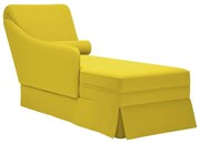 Chaise-longue com almofada e apoio braço direito veludo amarelo