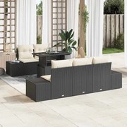 vidaXL Conjunto de Sofás de Jardim 6 Peças com Almofadas Pretas em Rattan Poliéster