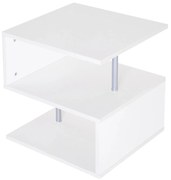 HOMCOM Mesa de Apoio com Forma de S Compartimentos Abertos 2 Níveis Desenho Elegante 50x50x50cm Branco | Aosom Portugal