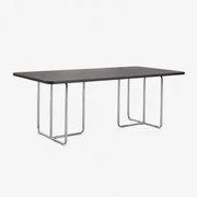 Mesa De Jantar Retangular Em Mdf E Aço Inox Tento Folheado A Freixo Preto & 200 X 100 Cm - Sklum