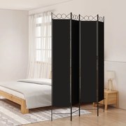 vidaXL Biombo/divisória com 4 painéis 160x220 cm tecido preto