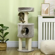 Arranhadores para gatos com arranhadores, árvore para trepar, casinha e plataforma de pelúcia, altura 103 cm, cinzenta