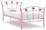 vidaXL Estrutura de cama com design de futebol 90x200 cm metal rosa