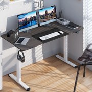 Secretária de pé elevável de computador eléctrica ajustável em altura Ergonómica Orifício para cabos 140 x 70 x 72 x 72-116 cm Cinzento Escuro