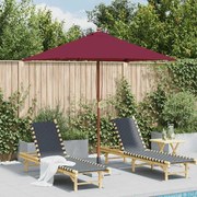 vidaXL Guarda-sol de exterior mastro madeira 150x200cm vermelho bordô