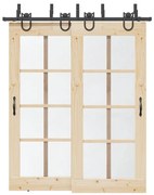 Kit de ferragens para porta deslizante 183 cm aço preto