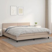 vidaXL Cama com molas/colchão 200x200 cm couro artificial cappuccino
