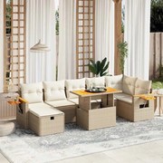 vidaXL 8 pcs conjunto de sofás p/ jardim com almofadões vime PE bege