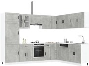 vidaXL 14 peças armário de cozinha conjunto Porto concreto cinza