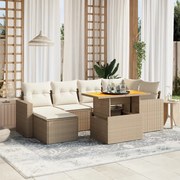vidaXL 11 pcs conjunto sofás de jardim c/ almofadões vime PE bege