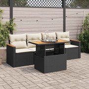 vidaXL 5 pcs conjunto sofás de jardim com almofadões acácia e vime PE