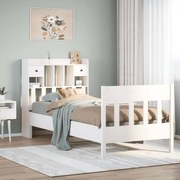Cama sem colchão 90x190 cm madeira de pinho maciça branco