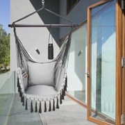 Cadeira suspensa 170x100x150cm com almofadas cinzenta clara