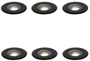 Conjunto de 6 Spots de Exterior Modernos Pretos 35mm Ajustáveis IP65 - Delux Moderno