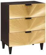 vidaXL Mesa-de-cabeceira com gaveta Preto e Ouro 50 x 33 x 60 cm