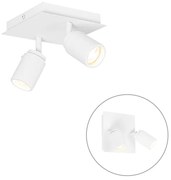 Foco de banheiro moderno branco quadrado 2 luzes IP44 - Ducha Moderno