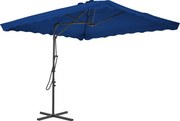 vidaXL Guarda-sol de jardim com poste de aço 250x250x230 cm azul