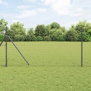 vidaXL Cerca Euro com 7 postes 1x10 m em aço galvanizado cinza