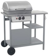 vidaXL Grelhador/BBQ gás mesa de apoio 3 prateleiras prateado