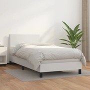 vidaXL Cama com molas/colchão 90x200 cm couro artificial branco