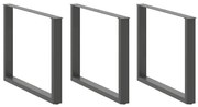 vidaXL Pés para mesa de jantar em formato de U, 3 peças, antracite, 100x(72-73) cm, aço