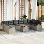 vidaXL Conjunto de Sofá de Jardim de 11 Peças com Almofadas em Rattan Sintético Cinza da