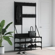 vidaXL Bengaleiro c/ arrumação de calçado 100x40x184 cm preto