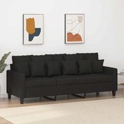 vidaXL Sofá de 3 lugares tecido 180 cm preto