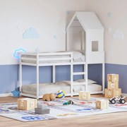 vidaXL Telhado de cama infantil 60x99x139,5 cm pinho maciço branco