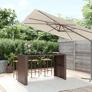 vidaXL Mesa de bar com tampo de vidro 185x80x110 cm vime PE castanho