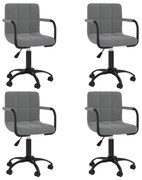 vidaXL Cadeiras de jantar giratórias 4 pcs veludo cinzento-escuro