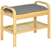 Banco Sapateira de Bambú Banco para Sapatos com Prateleira Almofada Ac