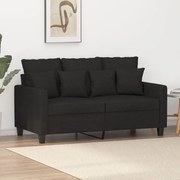 vidaXL Sofá de 2 lugares tecido 120 cm preto