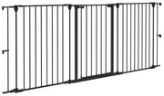 PawHut Barreira para Cães de Aço Barreira de Segurança para Animais de Estimação Dobrável de 3 Painéis Duplo Fechamento 206x90 cm Preto | Aosom Portugal
