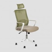 Cadeira De Escritório Com Rodas E Apoios De Braços Teill Colors Verde Exército Claro - Crema Linho - Sklum