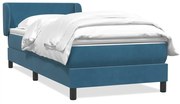 vidaXL Cama com molas/colchão azul-escuro 90x210 cm veludo