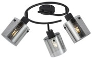 Foco de teto de design preto com vidro fumê redondo 3 luzes - Domo