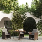 vidaXL Mesa de jardim 109x107x74 cm vime PE e vidro castanho