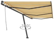 vidaXL Toldo retrátil manual independente 600x300 cm amarelo e branco