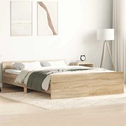 vidaXL Estrutura de cama c/ painéis de cabeceira e pés cinza cimento