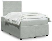 vidaXL Cama boxspring c/ colchão 120x200 cm veludo cinzento-claro