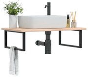 vidaXL Prateleira de parede p/ lavatório aço/madeira carvalho maciça