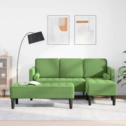 Sofá de Jardim vidaXL com Banco e Almofadas em Veludo Verde Claro em L