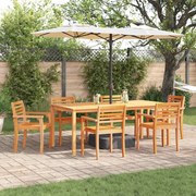 vidaXL Conjunto de Mesa de Jantar 9 pcs Natural 200 x 100 x 74 cm